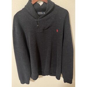 Polo Ralph Lauren Men's Shawl Collar Sweater Pullover Cotton Gray Size 2XL